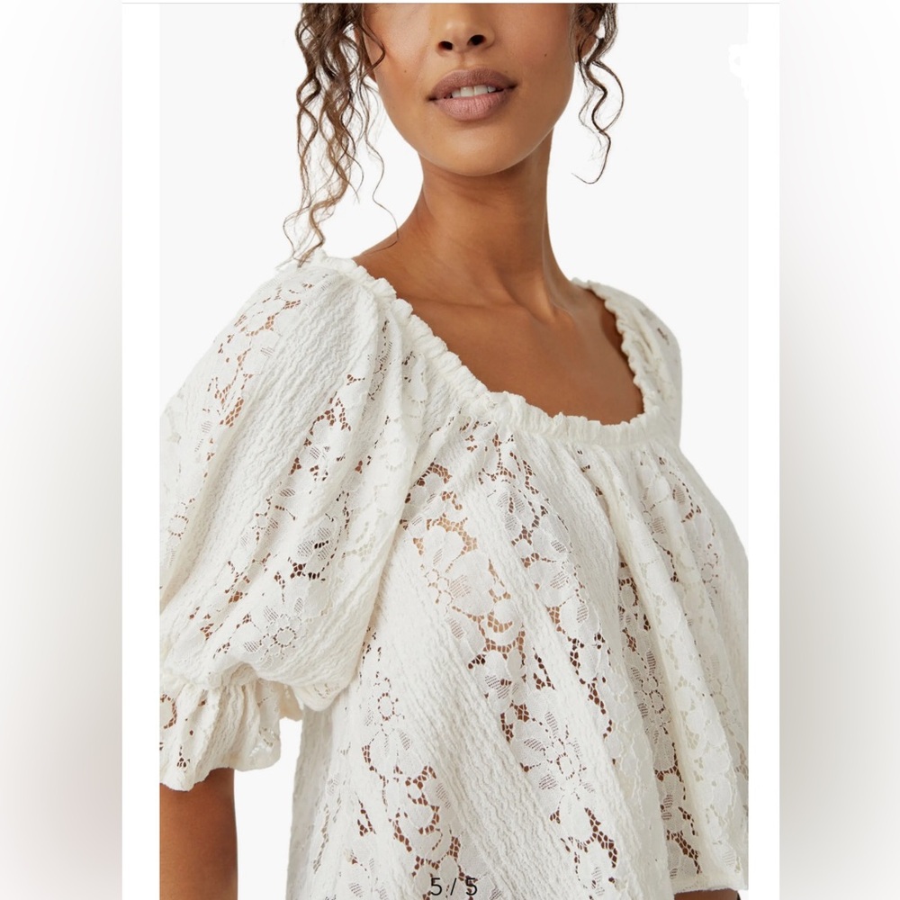 FREE PEOPLE Stacey Puff Sleeve Lace Top